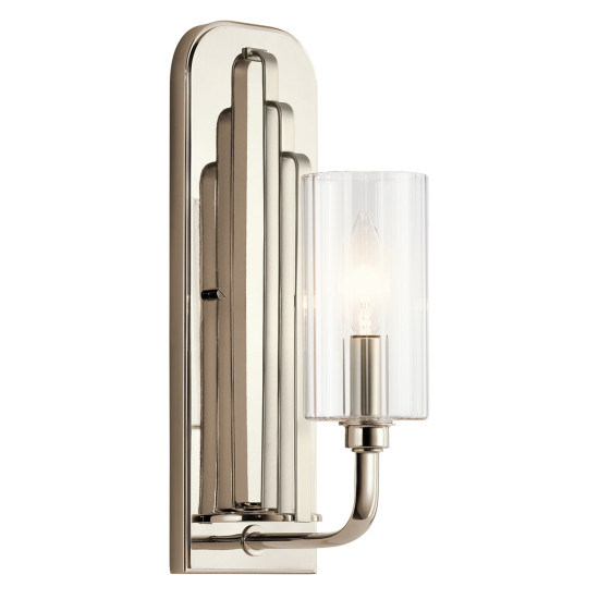 Kimrose 1-lt vägglampa polerad nickel/klar 35,5cm Kimrose 1-lt vägglampa polerad nickel/klar 35,5cm