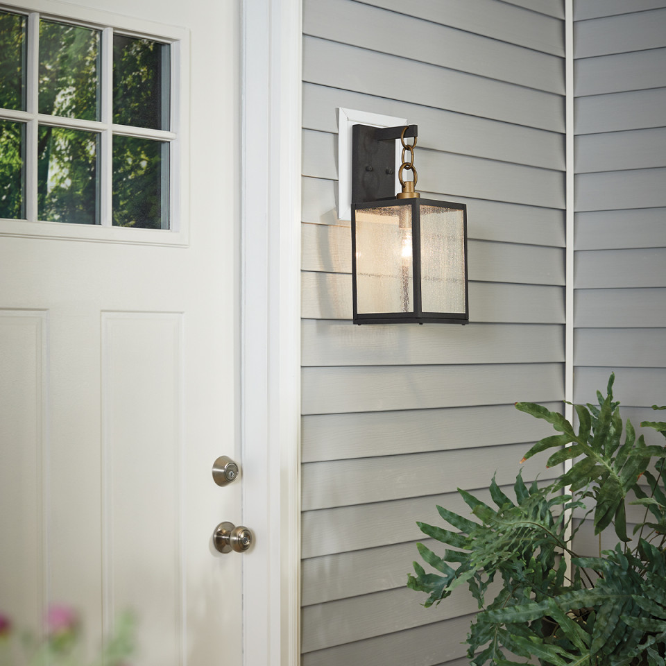 Lahden 1-Lt Medium Outdoor Wall Lantern Weathered Zinc 44cm Quintesse Lighting Lahden 1-Lt Medium Outdoor Wall Lantern Weathered Zinc 44cm