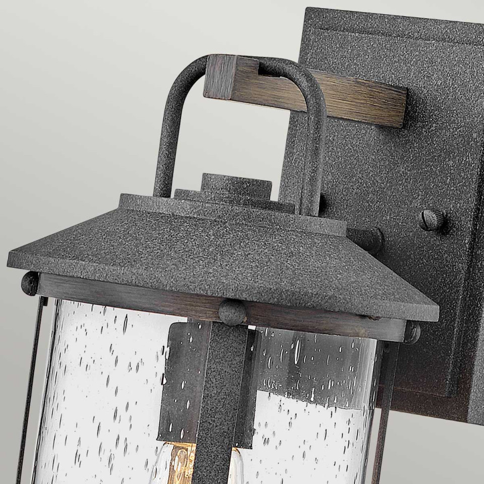 Lakehouse 1-ljus liten vägglykta utomhus åldrad zink/drivved grå 36,6 cm IP44