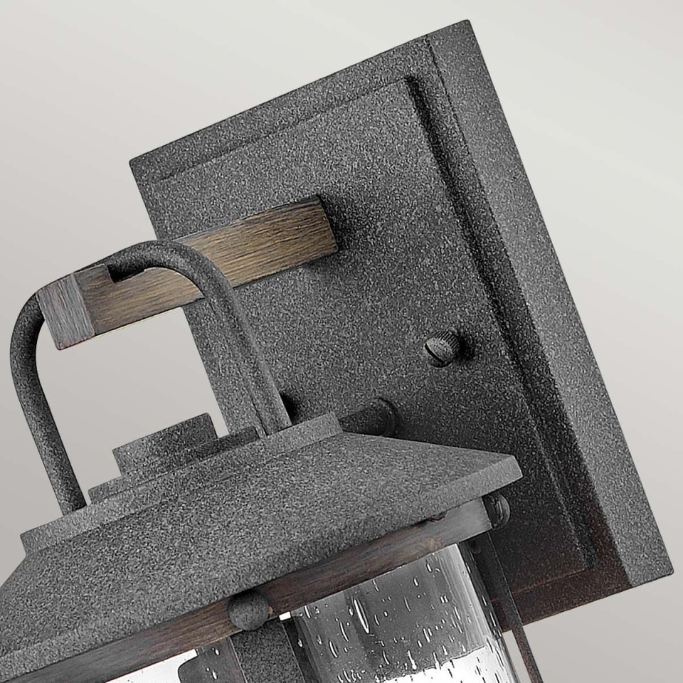 Lakehouse 1-ljus liten vägglykta utomhus åldrad zink/drivved grå 36,6 cm IP44