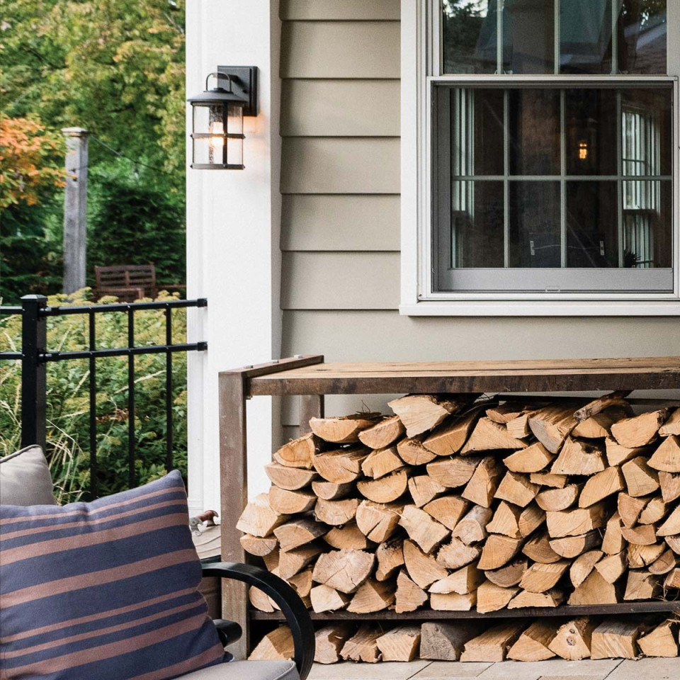 Lakehouse 1-ljus liten vägglykta utomhus åldrad zink/drivved grå 36,6 cm IP44