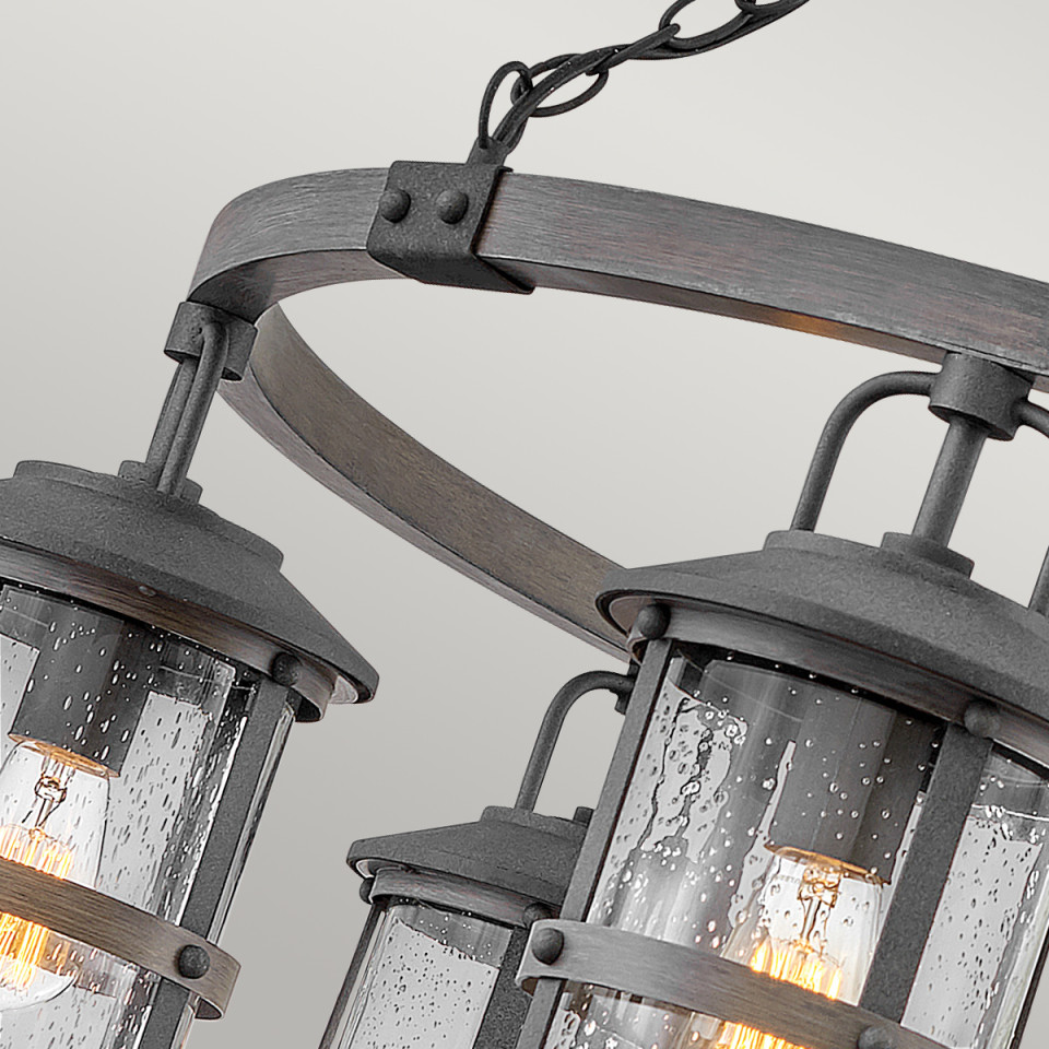 Lakehouse 6-Lt Outdoor Chandelier Aged Zinc/Driftwood Grey 94.9cm Quintesse Lighting Lakehouse 6-Lt Outdoor Chandelier Aged Zinc/Driftwood Grey 94.9cm