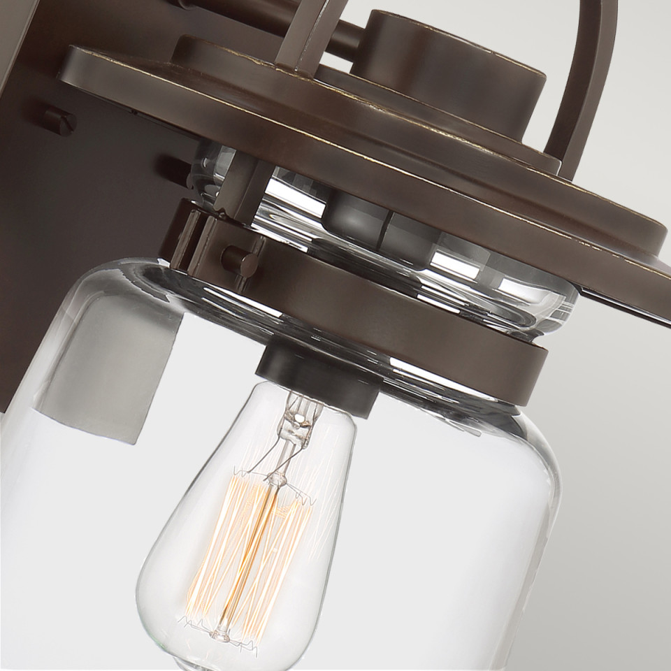 Lasalle 1-Lt Medium Outdoor Wall Lamp Western Bronze/Clear 39.3cm Quintesse Lighting Lasalle 1-Lt Medium Outdoor Wall Lamp Western Bronze/Clear 39.3cm