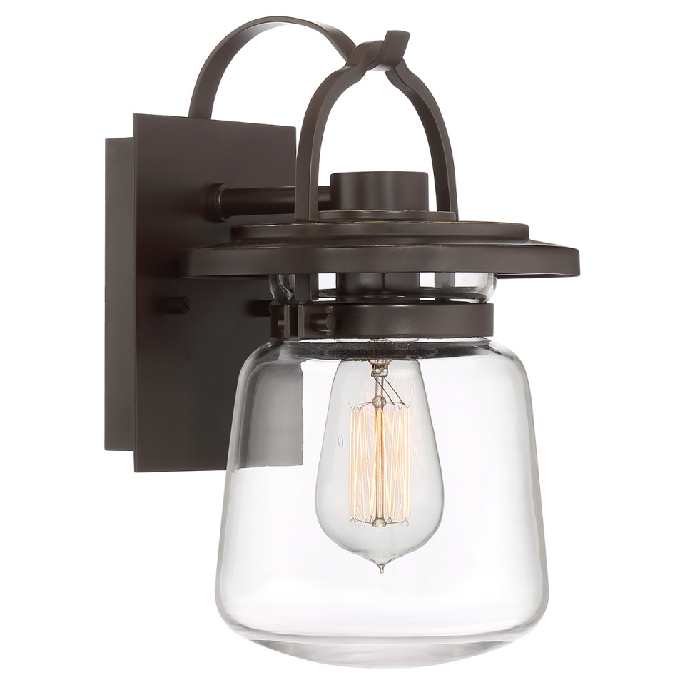 Lasalle 1-Lt Small Outdoor Wall Lamp Western Bronze/Clear 29.6cm Quintesse Lighting Lasalle 1-Lt Small Outdoor Wall Lamp Western Bronze/Clear 29.6cm