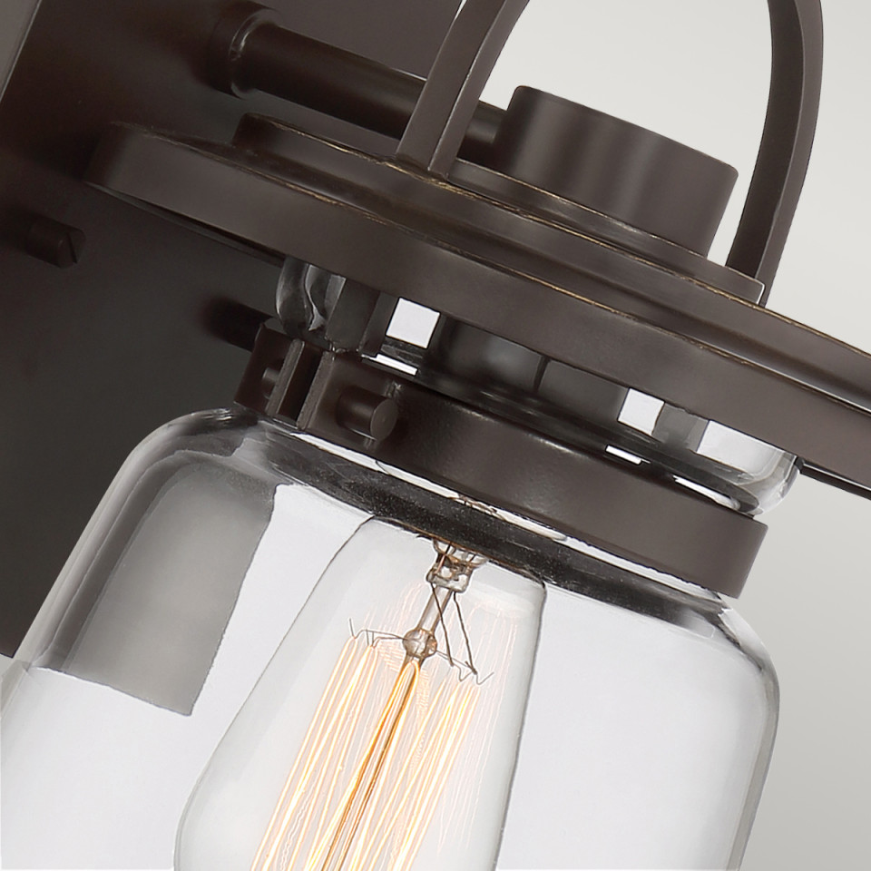 Lasalle 1-Lt Small Outdoor Wall Lamp Western Bronze/Clear 29.6cm Quintesse Lighting Lasalle 1-Lt Small Outdoor Wall Lamp Western Bronze/Clear 29.6cm
