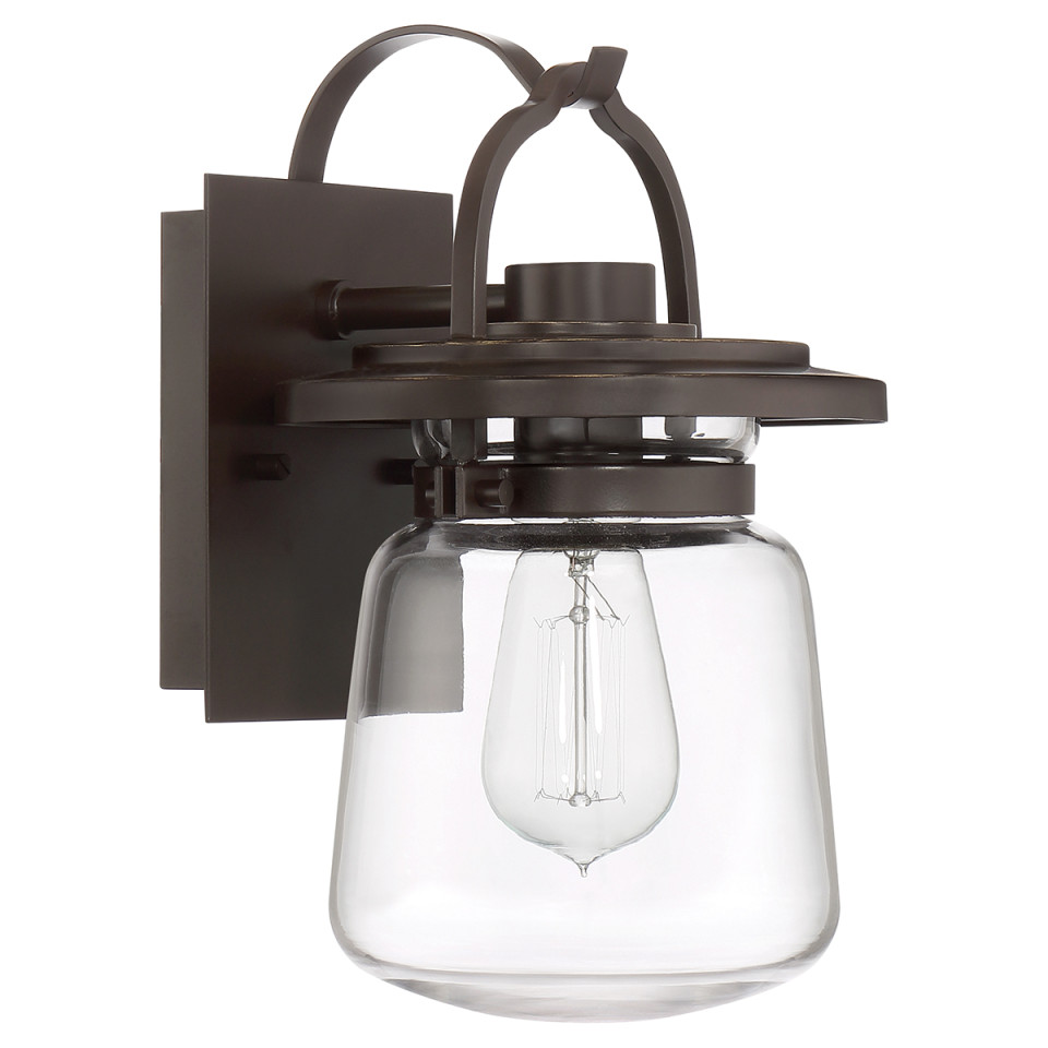 Lasalle 1-Lt Small Outdoor Wall Lamp Western Bronze/Clear 29.6cm Quintesse Lighting Lasalle 1-Lt Small Outdoor Wall Lamp Western Bronze/Clear 29.6cm