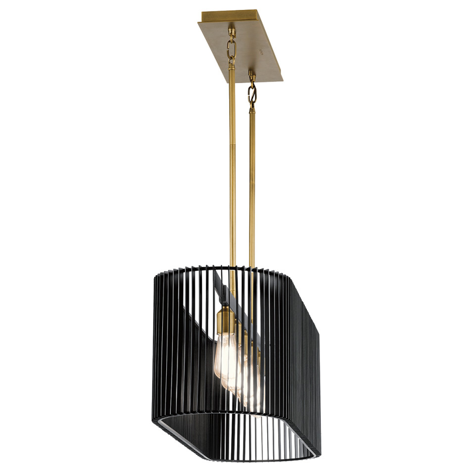 Linara 5-lt linjär ljuskrona svart/naturlig mässing 101,6cm Quintesse Linara 5-lt linjär ljuskrona svart/naturlig mässing 101,6cm