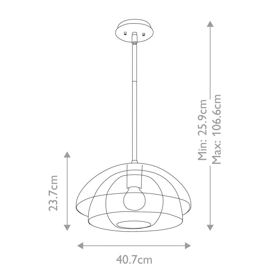 Lotus 1-lt taklampa arv mässing/klar 40,7cm