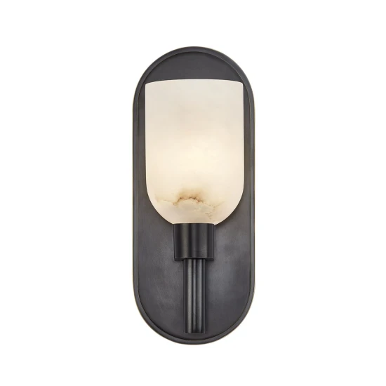 Lucian 1-ljus vägglampa brons/alabaster 22,9 cm