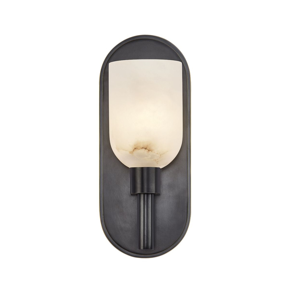 Lucian 1-ljus vägglampa brons/alabaster 22,9 cm