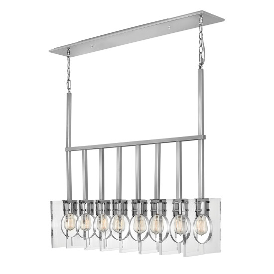 Ludlow 8-lt taklampa polerad nickel/klar akryl 94,4cm Ludlow 8-lt taklampa polerad nickel/klar akryl 94,4cm