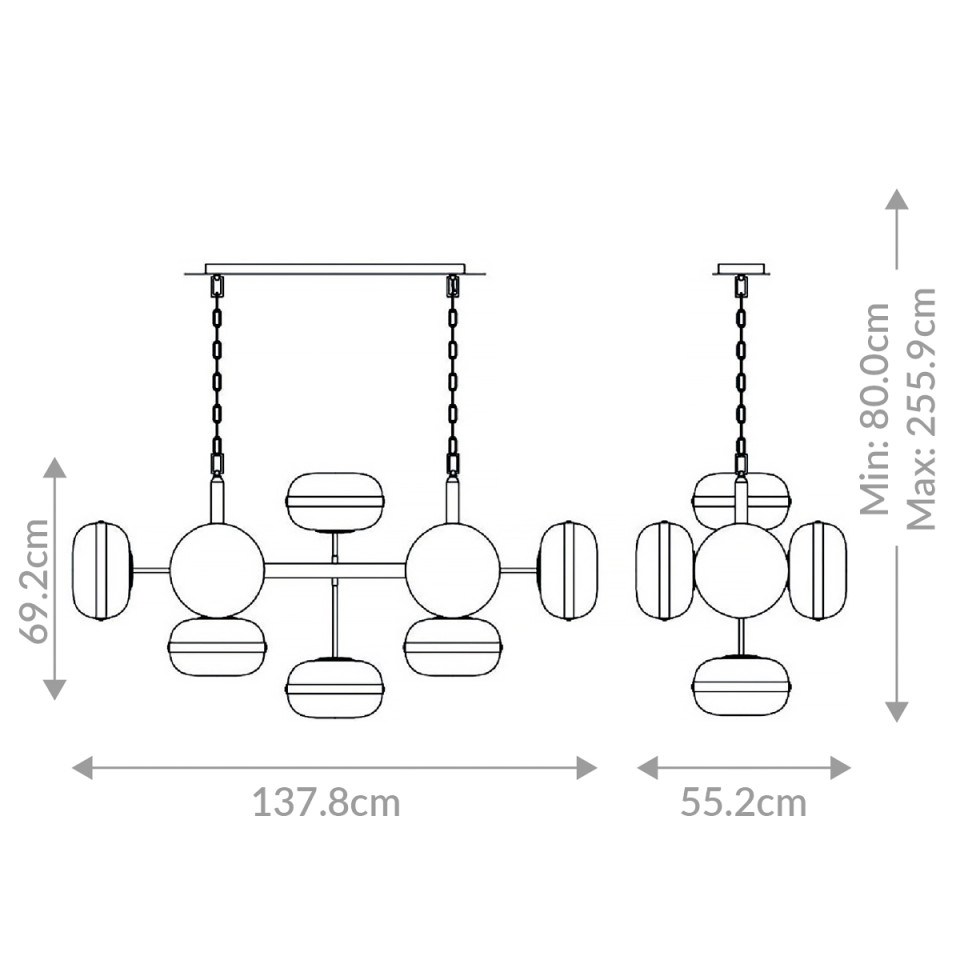 Nottingham 10-ljus linjär taklampa antik mässing/bärnsten 137,8 cm Eurofase Nottingham 10-ljus linjär taklampa antik mässing/bärnsten 137,8 cm