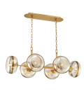 Nottingham 6-lt linear ceiling light antique brass/amber 110.5 cm Eurofase Nottingham 6-lt linear ceiling light antique brass/amber 110.5 cm