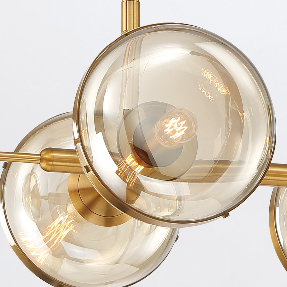 Nottingham 6-lt linear ceiling light antique brass/amber 110.5 cm Eurofase Nottingham 6-lt linear ceiling light antique brass/amber 110.5 cm