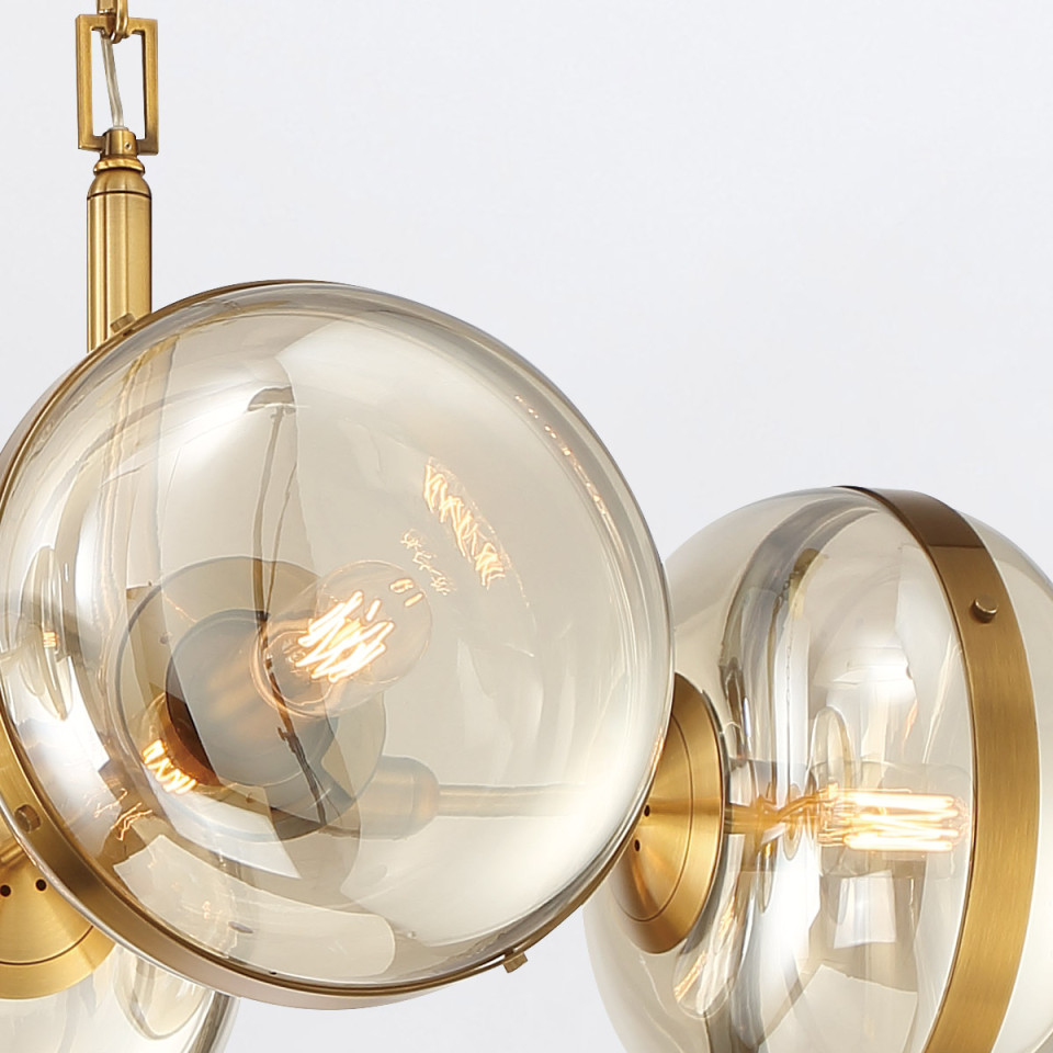 Nottingham 6-lt linear ceiling light antique brass/amber 110.5 cm Eurofase Nottingham 6-lt linear ceiling light antique brass/amber 110.5 cm