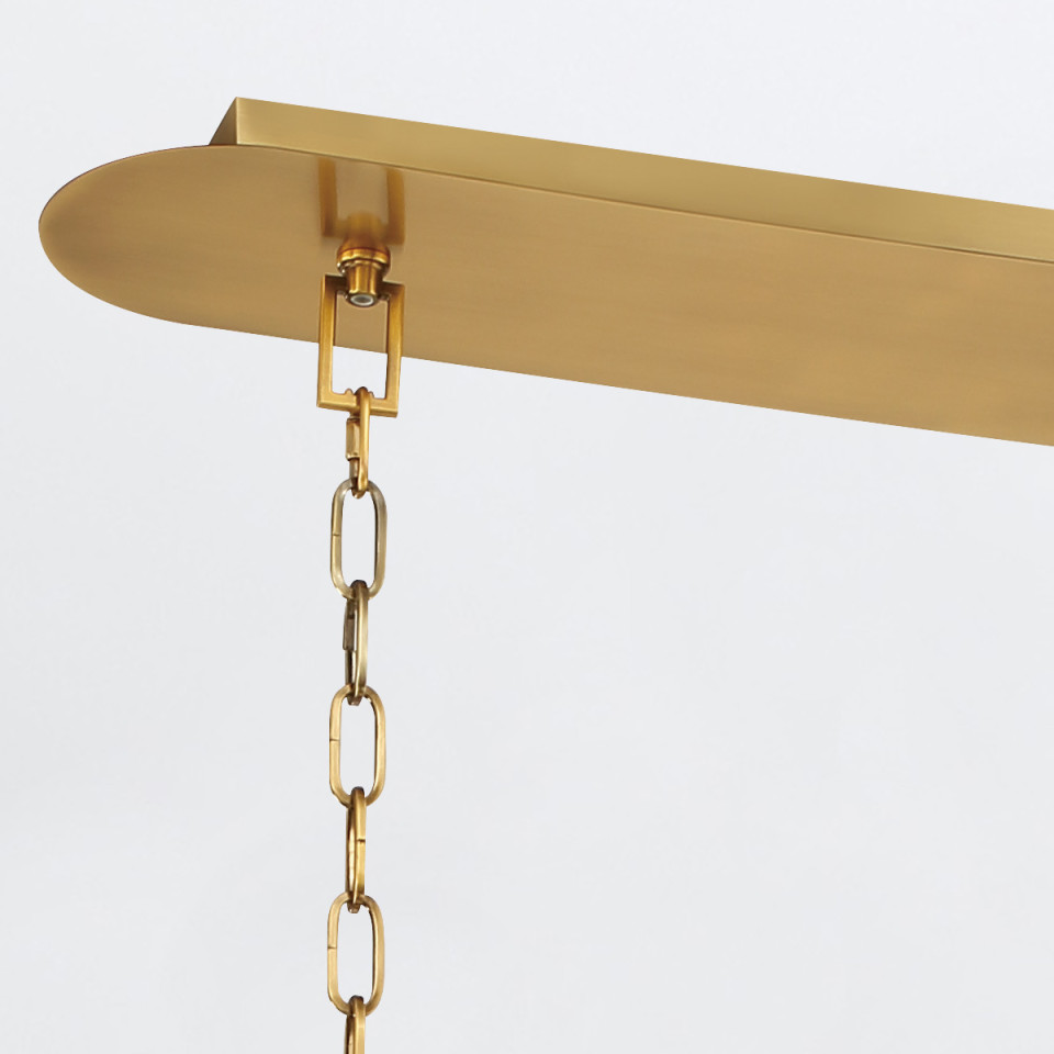 Nottingham 6-lt linear ceiling light antique brass/amber 110.5 cm Eurofase Nottingham 6-lt linear ceiling light antique brass/amber 110.5 cm