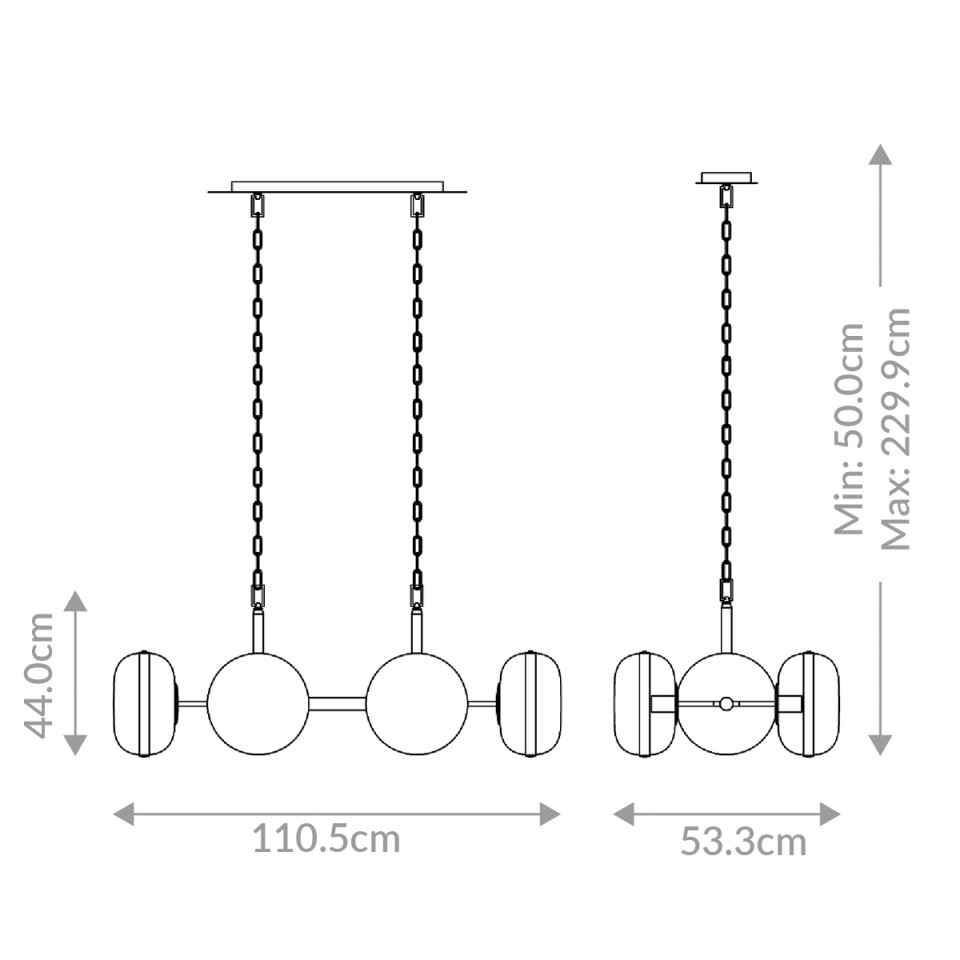 Nottingham 6-lt linear ceiling light antique brass/amber 110.5 cm Eurofase Nottingham 6-lt linear ceiling light antique brass/amber 110.5 cm