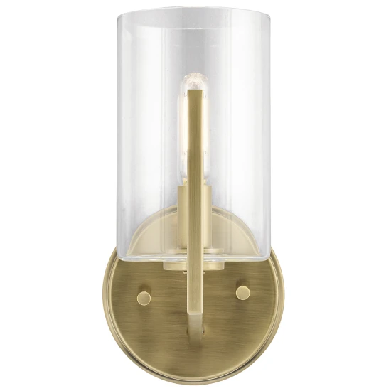 Nye 1-lt vägglampa mässing/klar 24,5cm Nye 1-lt vägglampa mässing/klar 24,5cm
