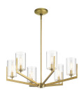 Nye 6-Lt Chandelier Brass/Clear 71.1cm Quintesse Lighting Nye 6-Lt Chandelier Brass/Clear 71.1cm