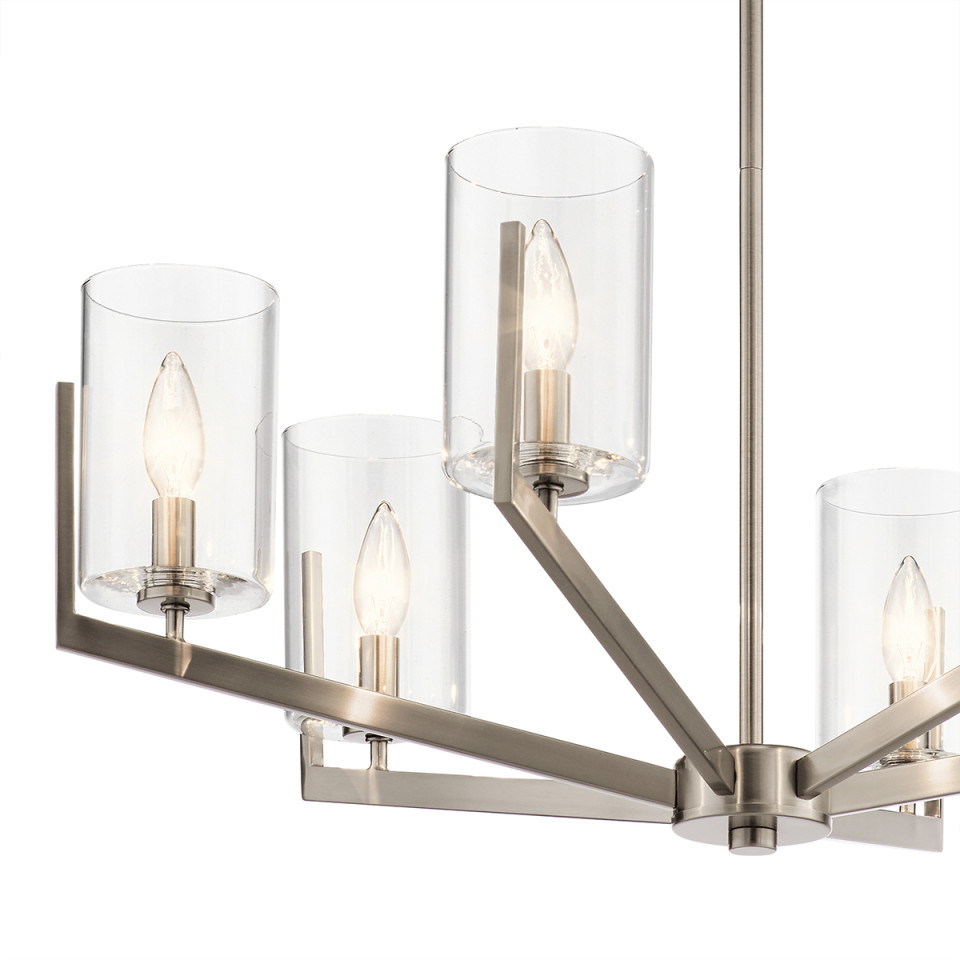 Nye 6-Lt Chandelier Classic Pewter/Clear 71.1cm Quintesse Lighting Nye 6-Lt Chandelier Classic Pewter/Clear 71.1cm