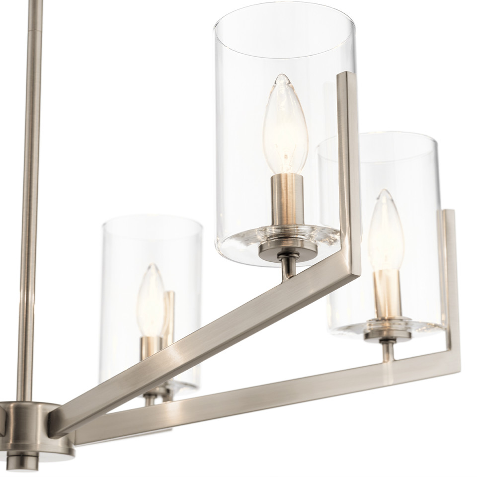 Nye 6-Lt Chandelier Classic Pewter/Clear 71.1cm Quintesse Lighting Nye 6-Lt Chandelier Classic Pewter/Clear 71.1cm
