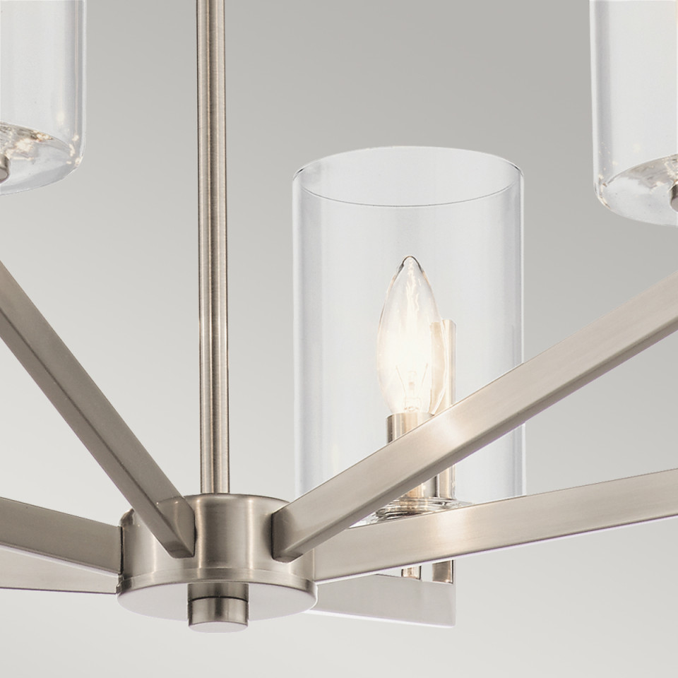Nye 6-Lt Chandelier Classic Pewter/Clear 71.1cm Quintesse Lighting Nye 6-Lt Chandelier Classic Pewter/Clear 71.1cm