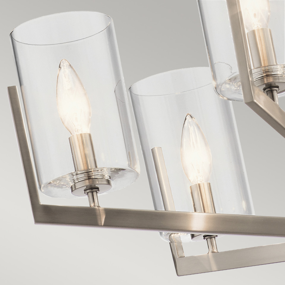 Nye 6-Lt Chandelier Classic Pewter/Clear 71.1cm Quintesse Lighting Nye 6-Lt Chandelier Classic Pewter/Clear 71.1cm