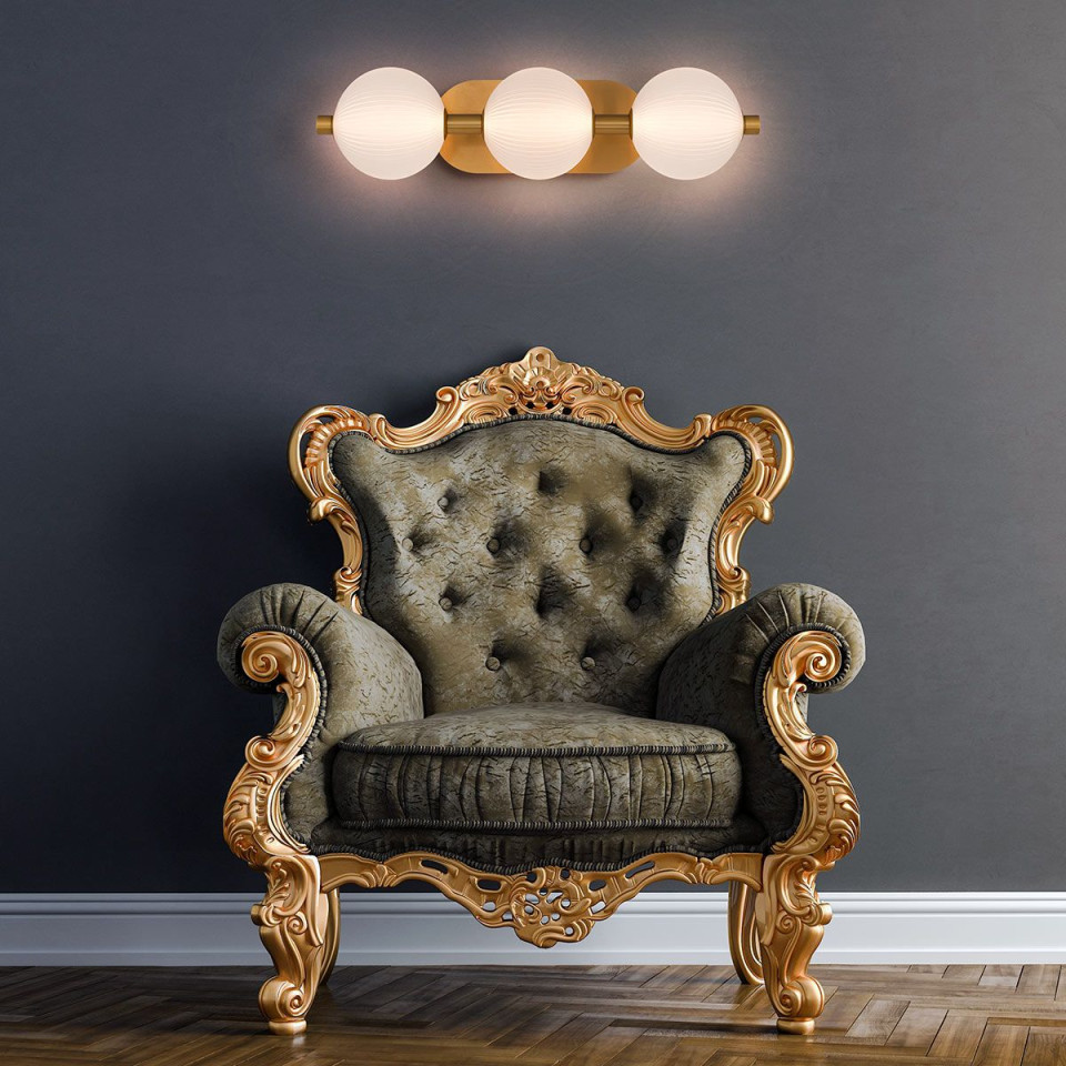 Palmas 3-ljus vägglampa guld 58,7 cm