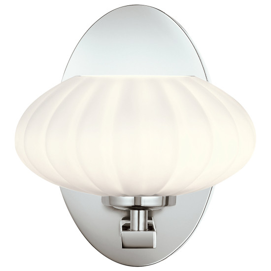 Pim 1-lt vägglampa polerad krom/vit 20,3cm IP44 Pim 1-lt vägglampa polerad krom/vit 20,3cm IP44