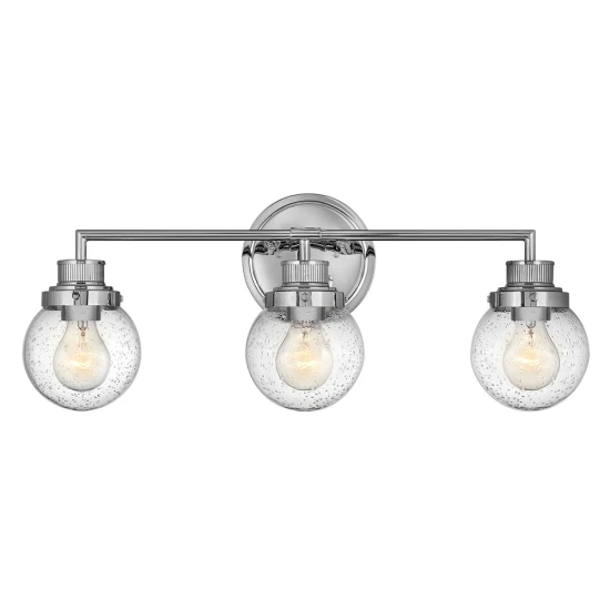 Poppy 3-Lt Wall Light Polished Chrome/Glass 61.5cm IP44