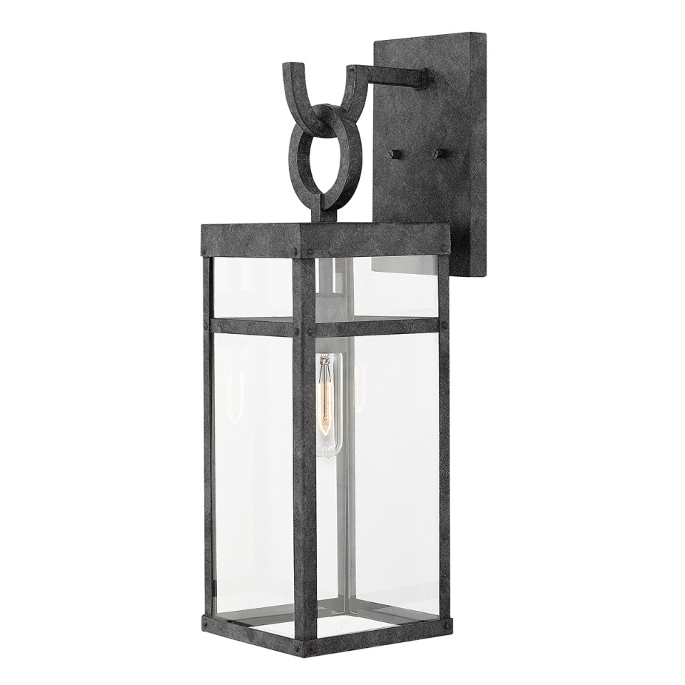 Porter 1-lt stor utomhusvägglykta åldrad zink/klar 56,4cm Quintesse Porter 1-lt stor utomhusvägglykta åldrad zink/klar 56,4cm