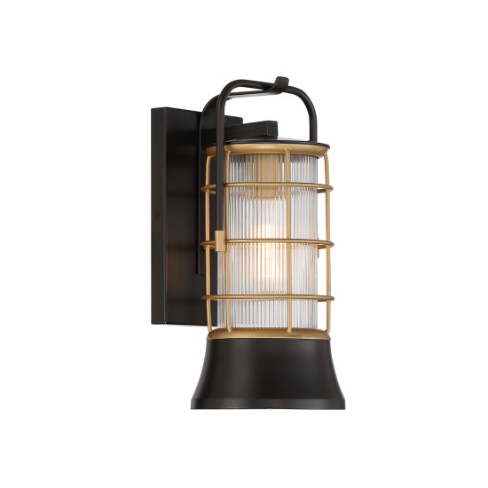 Rivamar 1-ljus liten vägglampa utomhus svart/guld 33,5 cm IP44 Rivamar 1-ljus liten vägglampa utomhus svart/guld 33,5 cm IP44