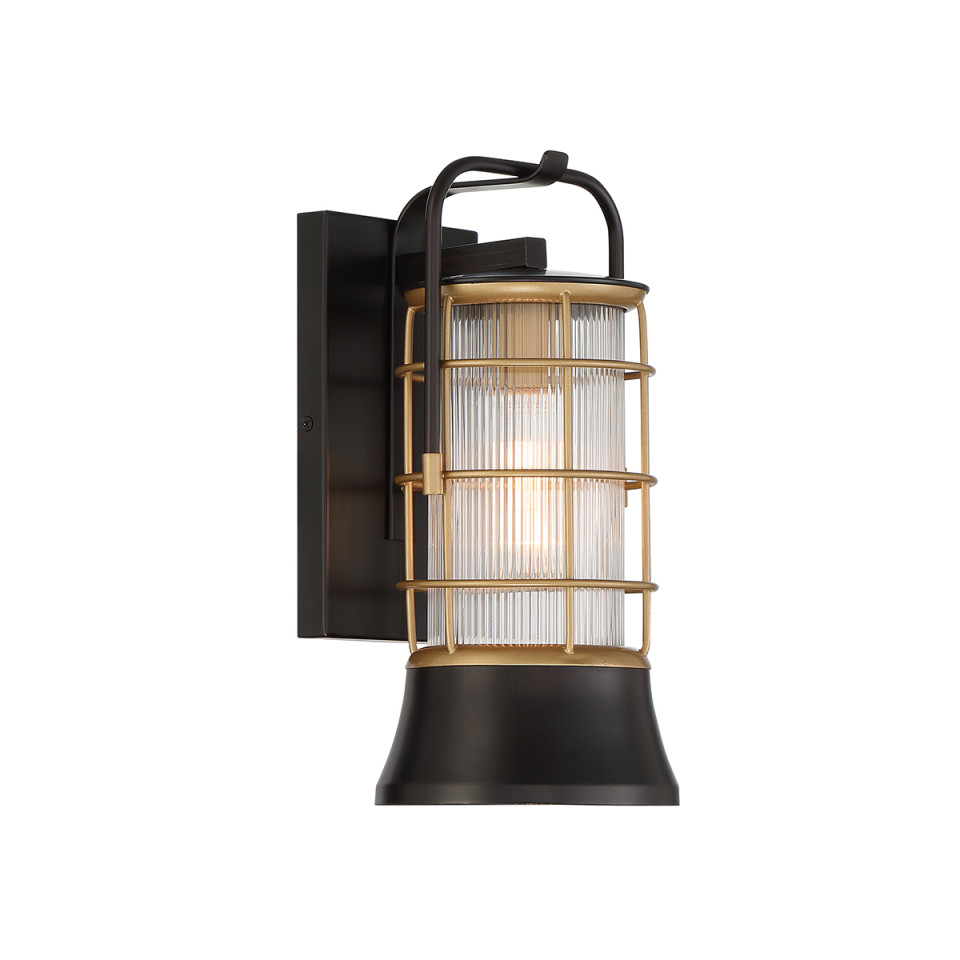 Rivamar 1-ljus liten vägglampa utomhus svart/guld 33,5 cm IP44