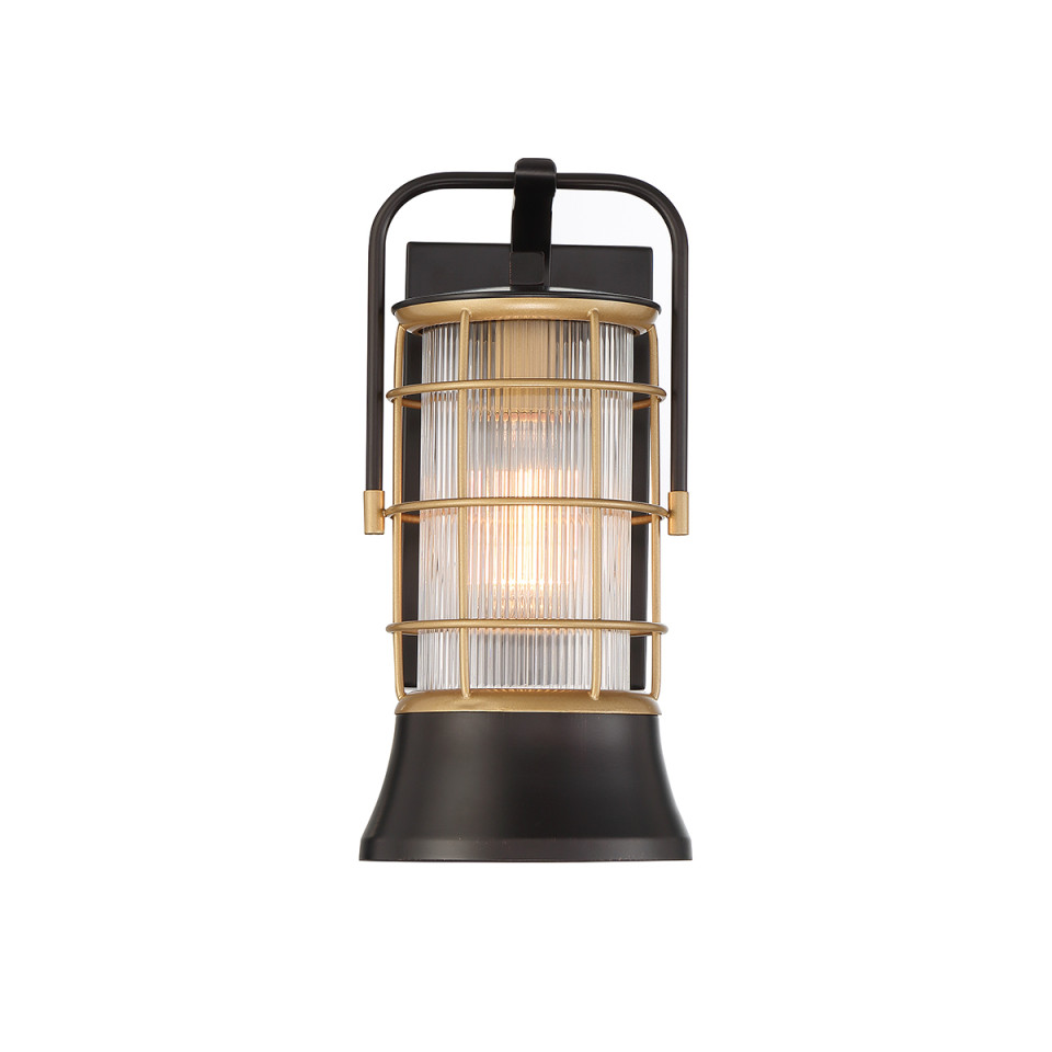Rivamar 1-ljus liten vägglampa utomhus svart/guld 33,5 cm IP44