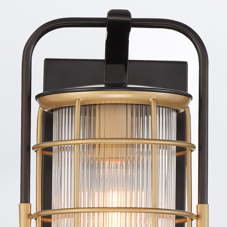 Rivamar 1-ljus liten vägglampa utomhus svart/guld 33,5 cm IP44