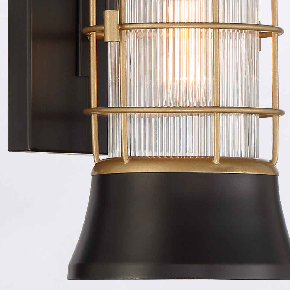 Rivamar 1-ljus liten vägglampa utomhus svart/guld 33,5 cm IP44