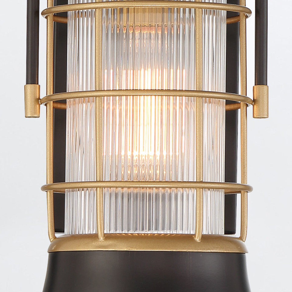 Rivamar 1-ljus liten vägglampa utomhus svart/guld 33,5 cm IP44