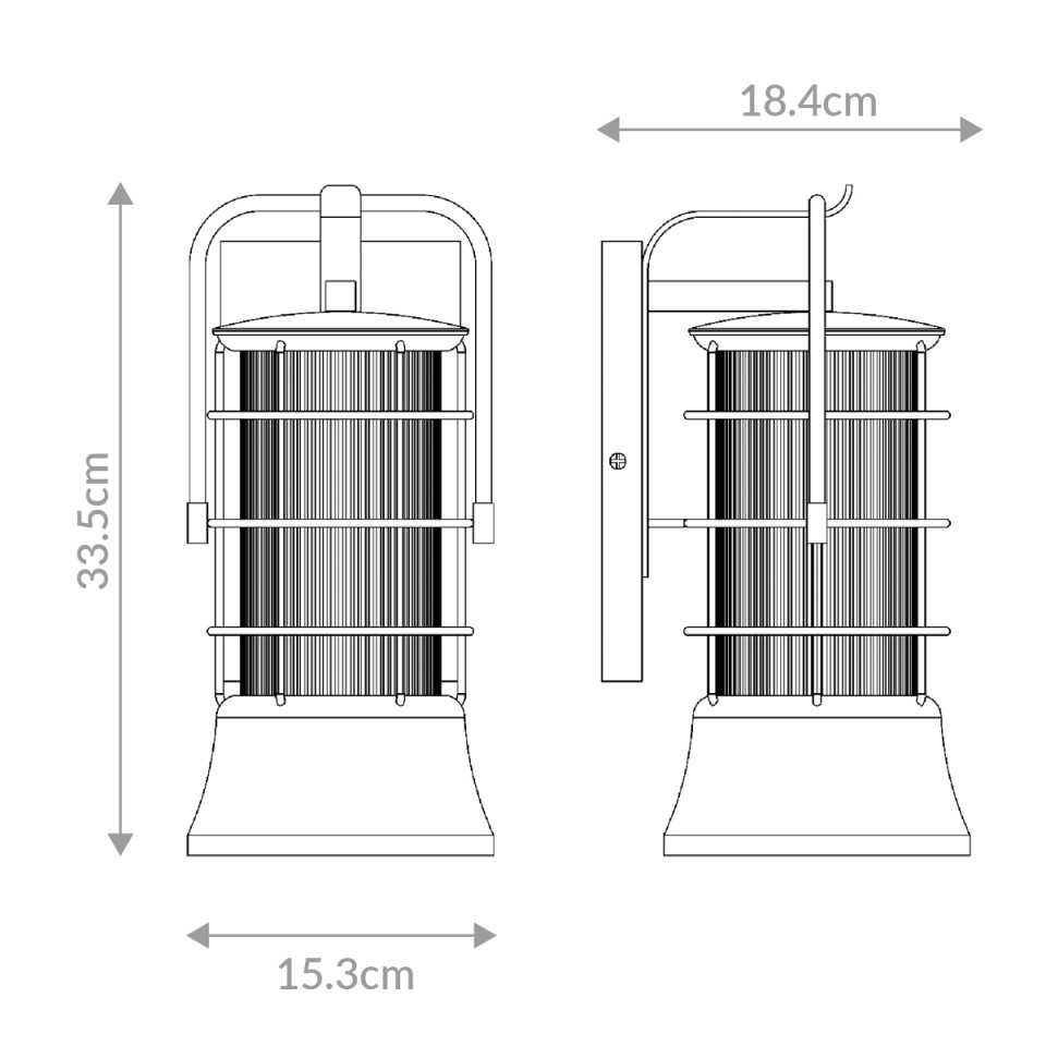 Rivamar 1-ljus liten vägglampa utomhus svart/guld 33,5 cm IP44