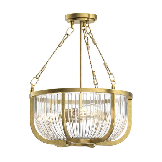 Roux 3-Lt Ceiling Lamp Natural Brass/Clear 40.6cm Roux 3-Lt Ceiling Lamp Natural Brass/Clear 40.6cm