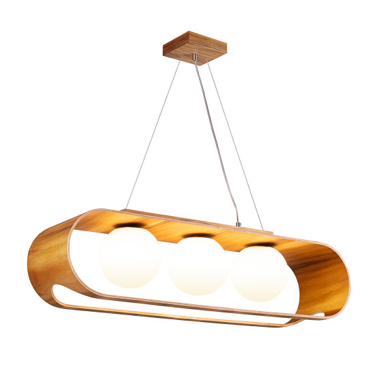 Sfera 3-lt linear ceiling light teak veneer 85 cm Sfera 3-lt linear ceiling light teak veneer 85 cm