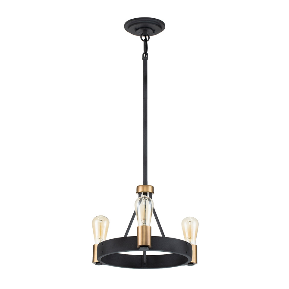 Silas 3-Lt Ceiling Lamp Aged Zinc/Heritage Brass 42.2cm Quintesse Lighting Silas 3-Lt Ceiling Lamp Aged Zinc/Heritage Brass 42.2cm
