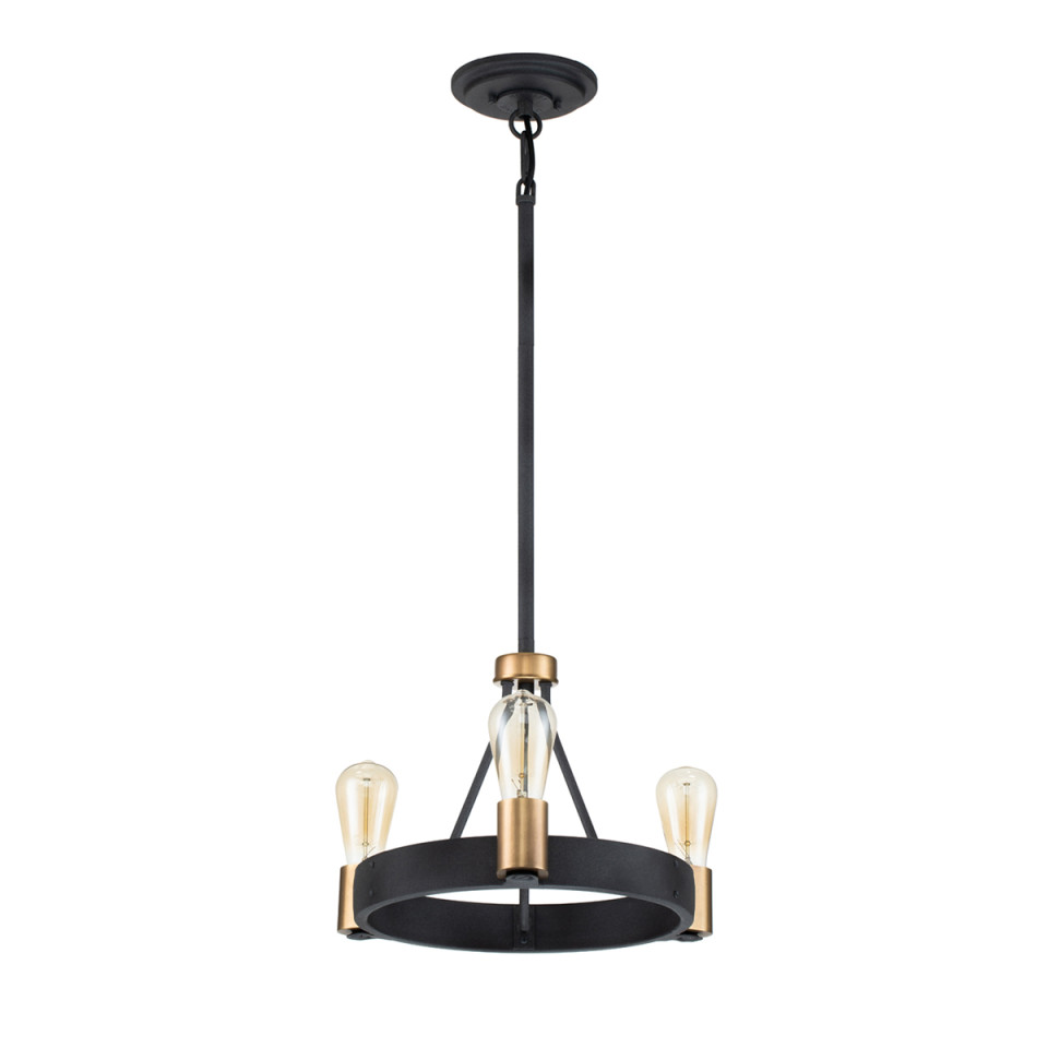 Silas 3-Lt Ceiling Lamp Aged Zinc/Heritage Brass 42.2cm Quintesse Lighting Silas 3-Lt Ceiling Lamp Aged Zinc/Heritage Brass 42.2cm