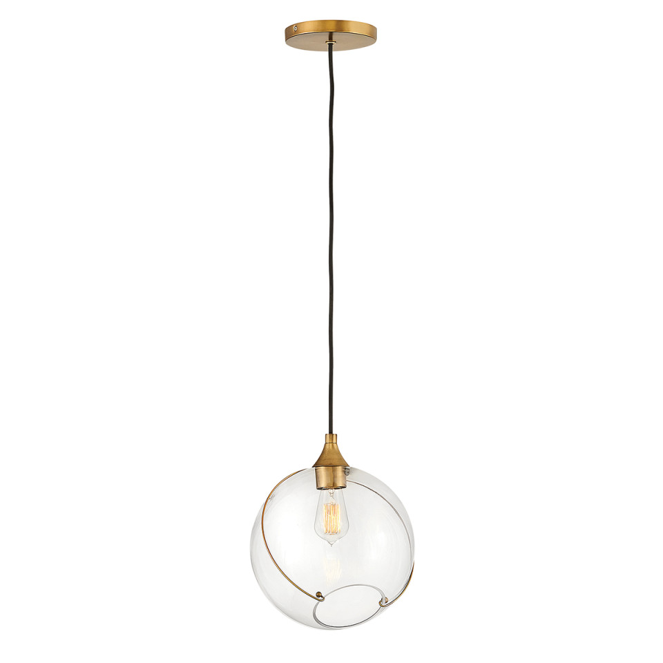 Skye 1-Lt Ceiling Lamp Heritage Brass/Clear 27.4cm Quintesse Lighting Skye 1-Lt Ceiling Lamp Heritage Brass/Clear 27.4cm