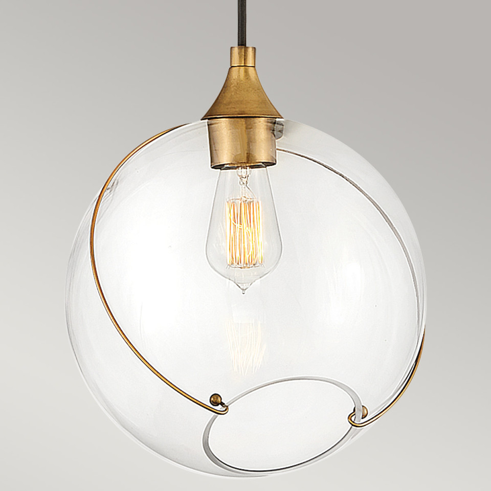 Skye 1-Lt Ceiling Lamp Heritage Brass/Clear 27.4cm Quintesse Lighting Skye 1-Lt Ceiling Lamp Heritage Brass/Clear 27.4cm
