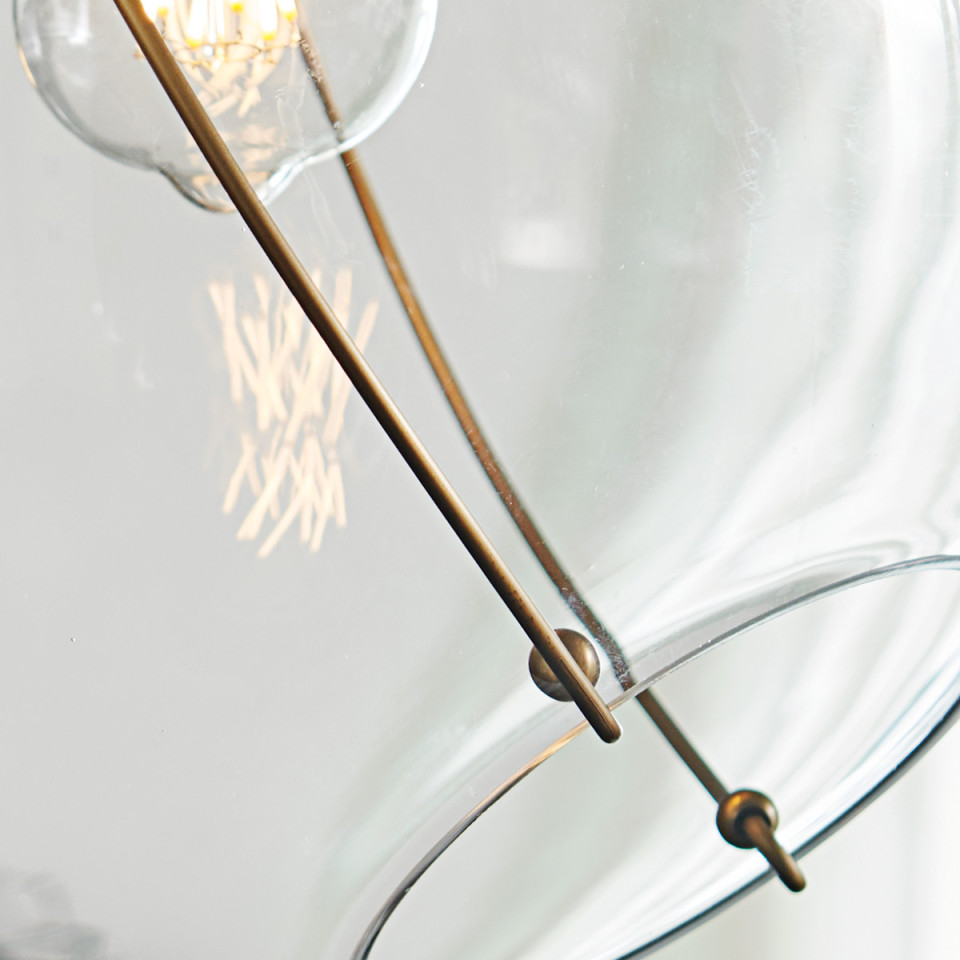 Skye 1-Lt Ceiling Lamp Heritage Brass/Clear 27.4cm Quintesse Lighting Skye 1-Lt Ceiling Lamp Heritage Brass/Clear 27.4cm