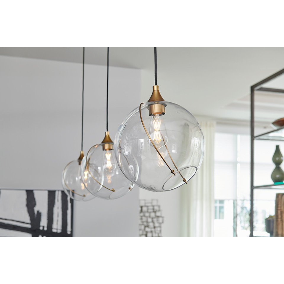 Skye 1-Lt Ceiling Lamp Heritage Brass/Clear 27.4cm Quintesse Lighting Skye 1-Lt Ceiling Lamp Heritage Brass/Clear 27.4cm