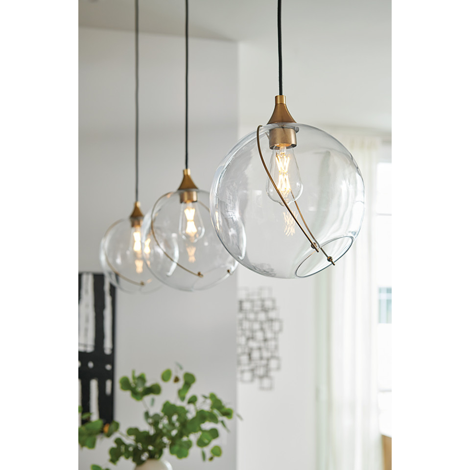 Skye 1-Lt Ceiling Lamp Heritage Brass/Clear 27.4cm Quintesse Lighting Skye 1-Lt Ceiling Lamp Heritage Brass/Clear 27.4cm