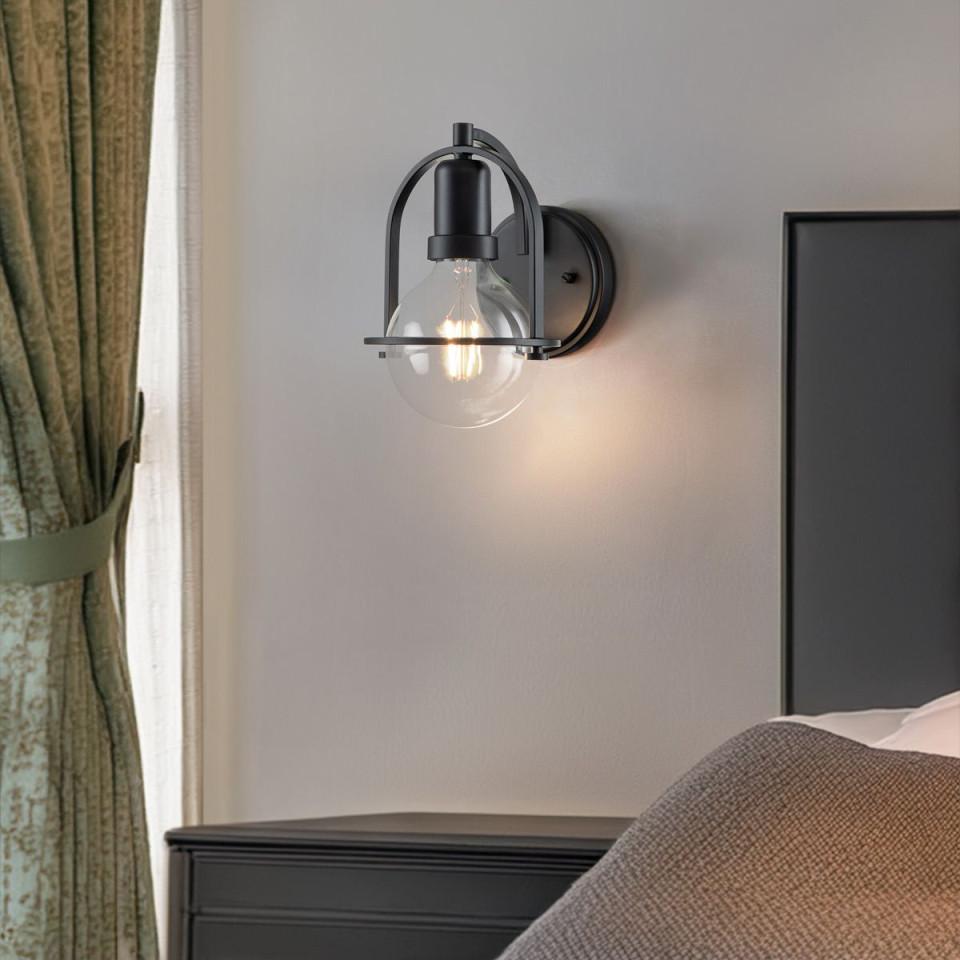 Somerset 1-lt wall light black/clear 23.3 cm Hinkley Lighting Somerset 1-lt wall light black/clear 23.3 cm