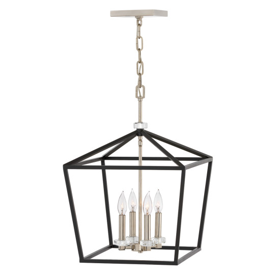 Stinson 4-lt stor taklampa svart/polerad nickel/kristall 40,5cm Stinson 4-lt stor taklampa svart/polerad nickel/kristall 40,5cm
