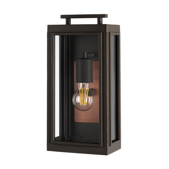 Sutcliffe 1-Lt Outdoor Wall Lantern Oil Rubbed Bronze/Copper 35.5cm